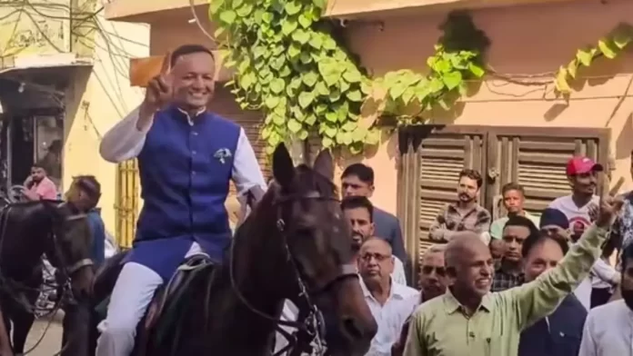 Naveen Jindal Rides Horse to Cast Vote in Haryana Election